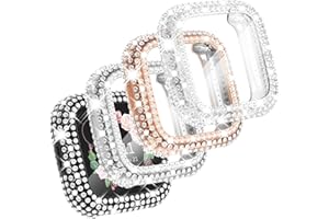 CHANCHY 4 Pack Bling Case Compatible with Fitbit Versa 2 Case Screen Protector, Over 200 Crystal Soft TPU Full Protective Case Cover Bumper for Fitbit Versa 2 Smart Watch, Rose Gold/Clear/Silver/Black