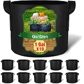 Gardzen 10-Pack 1 Gallon Grow Bags Fabric Pots with Heavy Duty Handles | Excellent Drainage &amp; Breathability, Thickened 300G Nonwoven Fabric, BPA Free, Durable for Vegetable &amp; Flower Growing