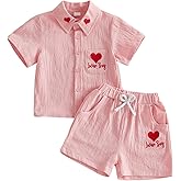 citgeett Toddler Baby Boy Summer Shorts Outfit Button Down Short Sleeve T Shirt Tops and Shorts Summer Clothes Set
