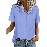 Zeagoo Women Blouses Short Sleeve Button Down Shirts Business Casual Dressy Work Tops Summer Spring Clothes