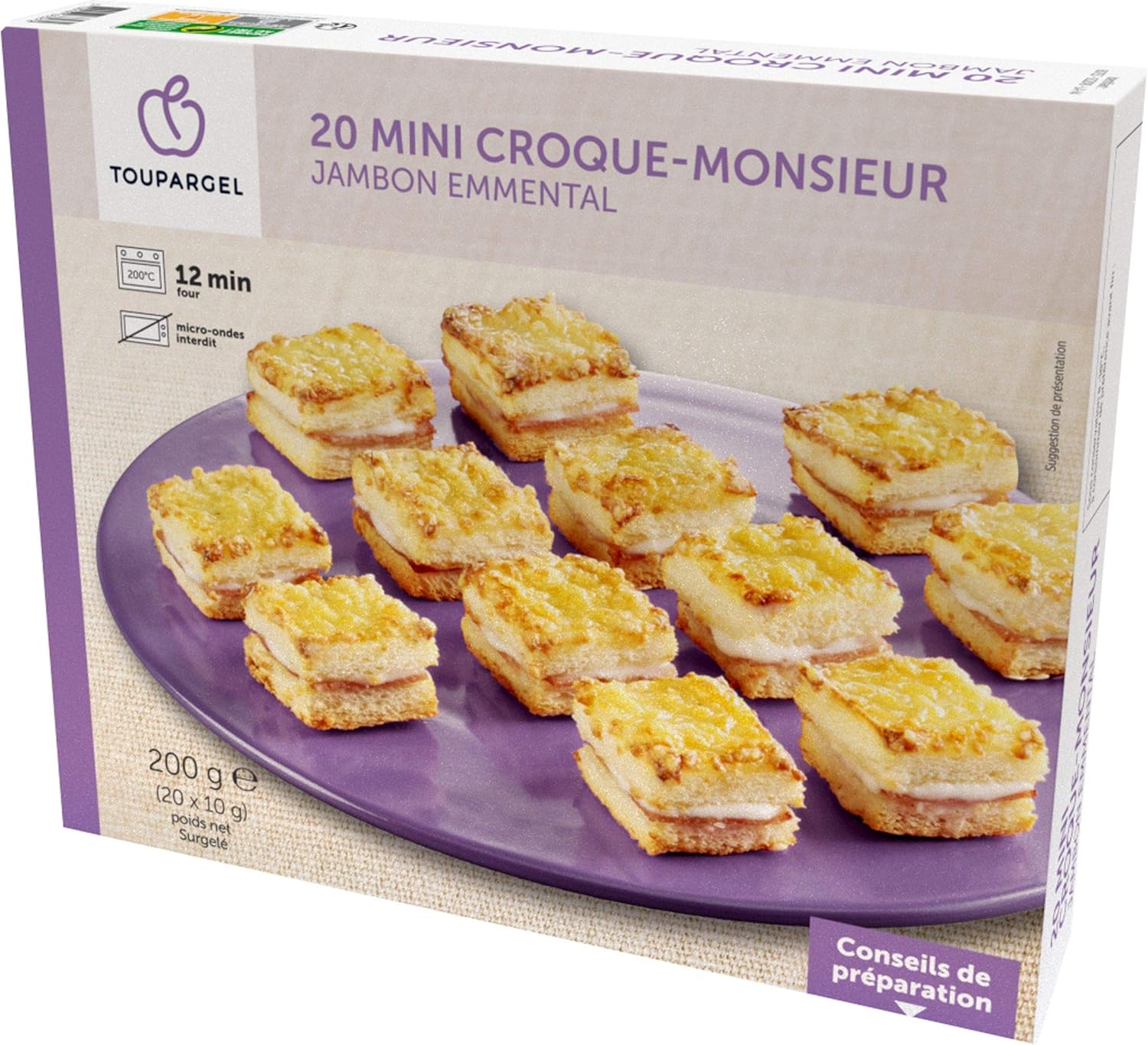 Toupargel 20 Mini Croque Monsieur 200 G Surgele Amazon Fr Epicerie