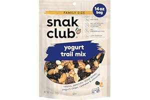 Snak Club Yogurt Trail Mix with Raisins, Peanuts, Dried Dates, Yogurt Chips, Cashews, and Almonds, Gluten-Free and Kosher Snack, 14 oz Resealable Bag