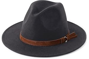 Vim Tree Unisex Wide Brim Felt Fedora Hats Men Women Panama Trilby Hat with Band