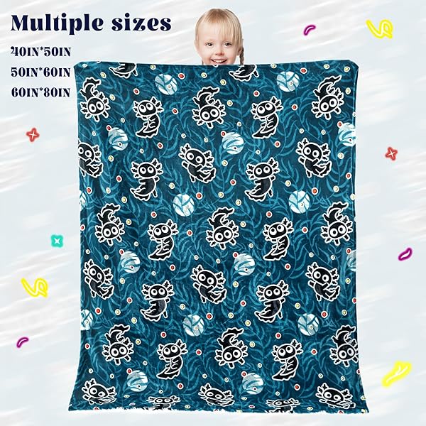 AXOLOTL BLANKET FOR BOYS GLOW IN THE DARK BLANKET BOYS KIDS THROW BLANKET AXOLOTL GIFTS DECOR ANIMAL SALAMANDER SOFT BLANKETS FOR GIRLS TEENS