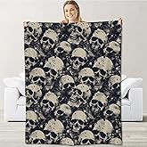 Skull Blanket for Kids Adults, Soft Lightweight Skeleton Throw Blanket for Sofa Bed Traveling Camping Gothic Idea Goth Decor 50x60 inches