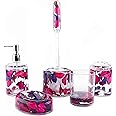 Locco Decor 5 Piece Acrylic Liquid 4D Floating Motion Bathroom Vanity Accessory Set Leaf