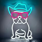 iPuppy Cowboy French Bulldog Neon Sign for Wall Decor Cowboy Frenchie Wearing Glasses LED Neon Lights French Bulldog Decor Accessories Frenchie Decor French Bulldog Gifts,10.6x15.2 inches.