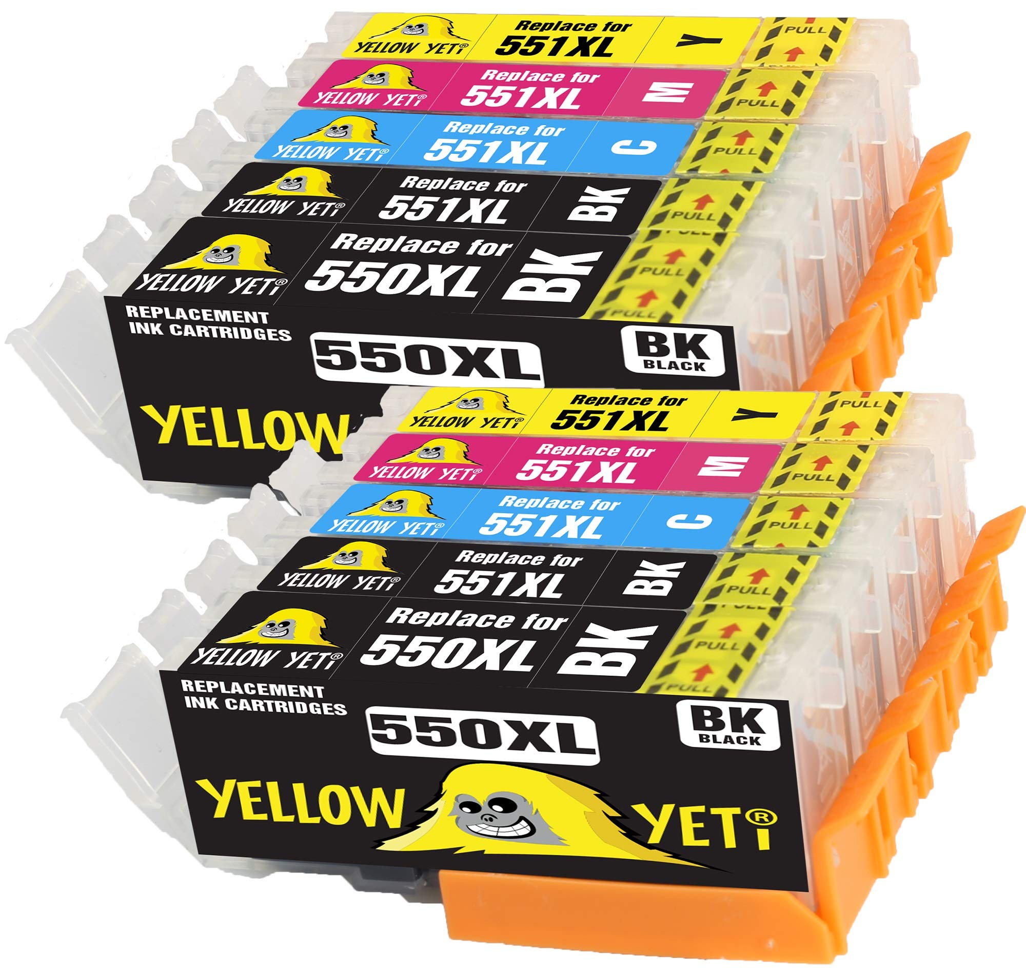 YELLOW YETI PGI-550XL CLI-551XL 10 Ink Cartridges Compatible with Canon iP7250 MX925 MG6350 MG5450 MG5550 MG5650 MG6450 MG6650 MG7150 MG7750 iX6850 iP8750 MX725