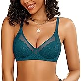 Avidlove Womens Lace Bras Sexy Underwire Unlined Bra V Neck Mesh Everyday Bra Lingeries No Padded
