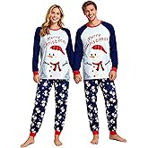 SkiBeaut Christmas Pajamas Set for Couples Xmas Pjs Long Sleeve Holiday Sleepwear Festival Party LongJohns Set for Men Women