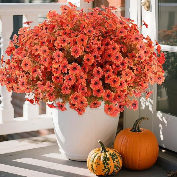 HANANONA 18 PCS ARTIFICIAL MUM FLOWERS FOR OUTDOORS,...