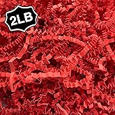 Corlcol 2LB Crinkle Cut Paper Shred Filler for Bag Gift Box Basket Confetti Paper Shreded Stuffing Decoration for Valentine's Day(Red)