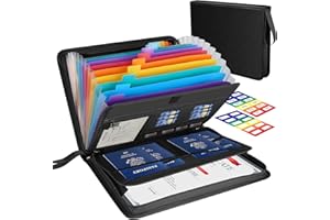Winsing Fireproof File Folder Organizer 13 Pocket Important Document Organizer Binder Folio,Expanding Accordion File Storage Bag for Business and Family with Multi-Pockets Filing A4 Paper,Black