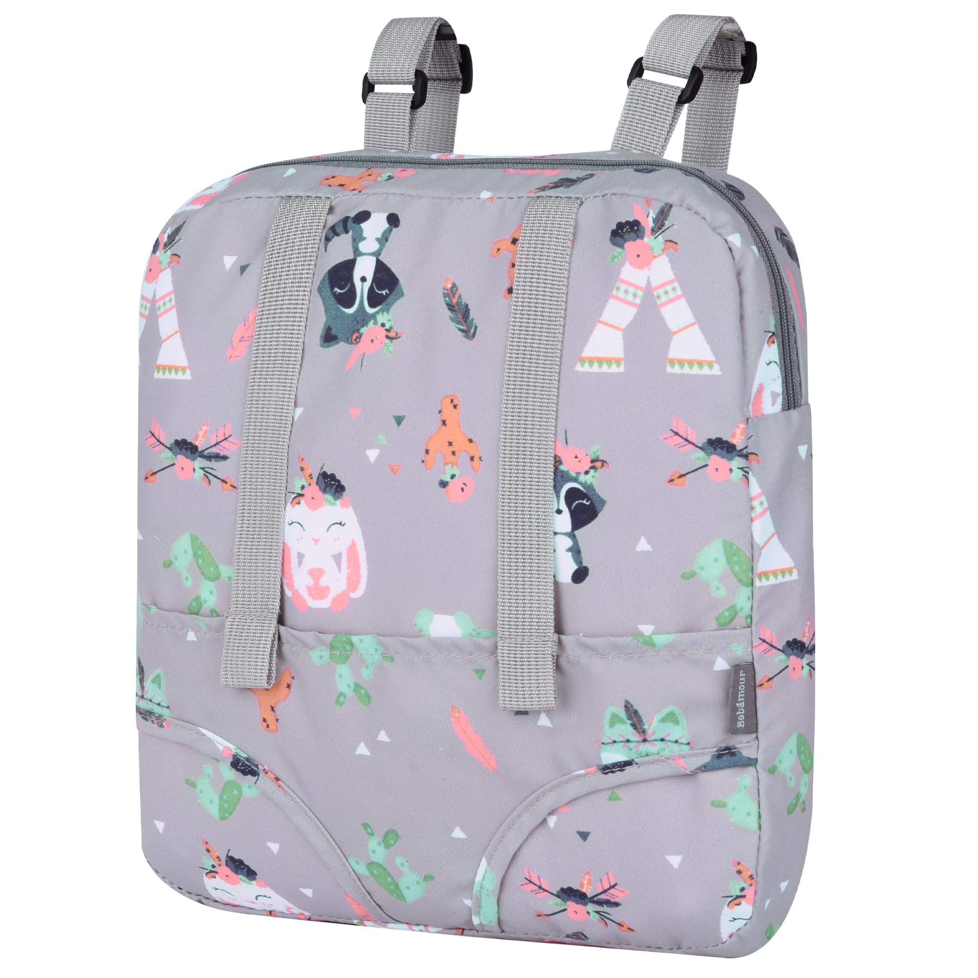 Bebamour Doll Carrier Backpack, 100% Cotton, Kids Backpack for Dolls Accessories Storage Bag (Grey Animal) — image 1