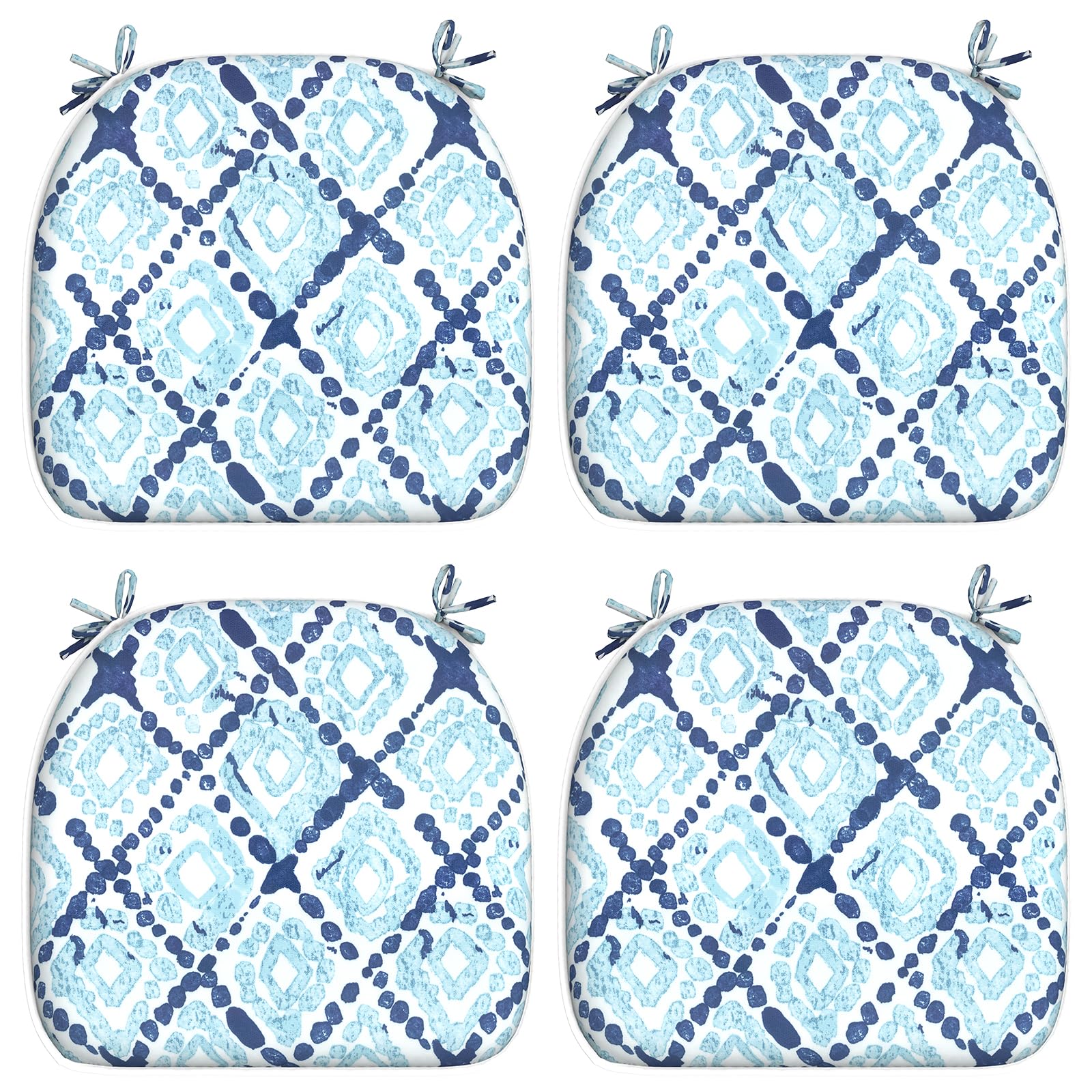 Photo 1 of LVTXIII Outdoor Chair Cushions Set of 2, Patio Seat Cushions D16xW17 with Ties, Water Repellent Chair Pads for Patio Furniture Garden Use, Boho Geometry Blue