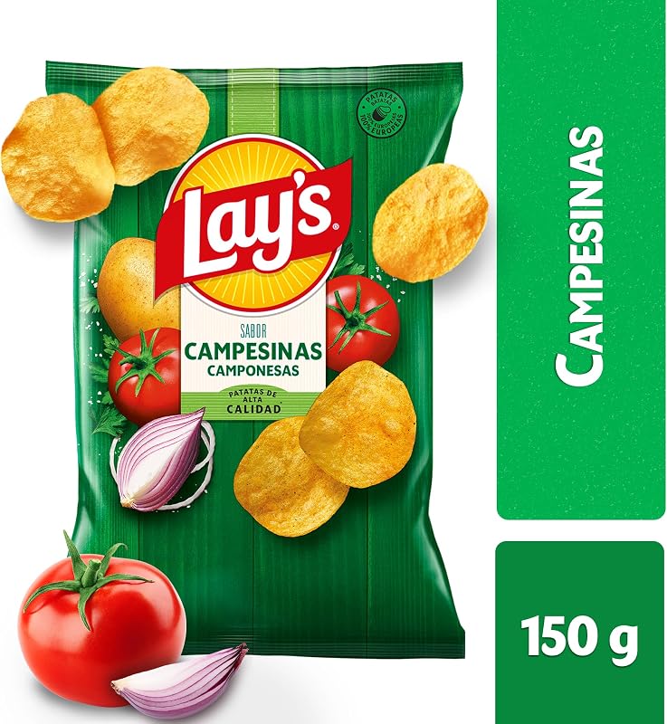 Lay's Campesinas, batatas fritas cultivadas de forma sustentável com sabores vegetais, produto snack, saco único, 150g