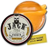 Jack the Barber Strong Pomade for Men, High Hold, High Shine Finish, 3.4 Oz | Water Based, Firm Hold, Easy Wash Out, Vegan, Mineral Oil Free, Paraben Free, All Hair Types