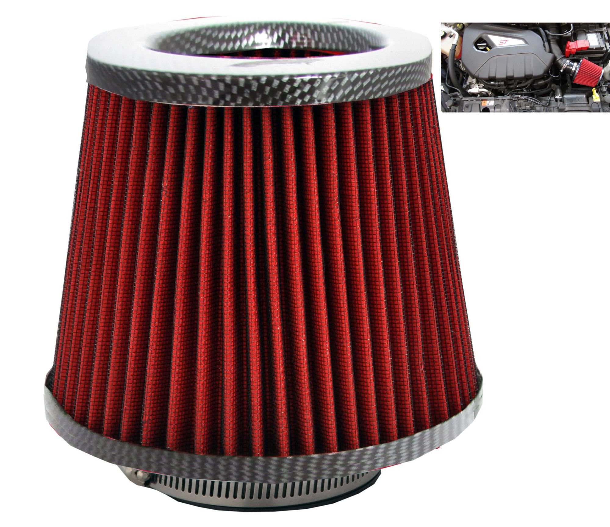 XtremeAuto® Universal Car Cone Induction Air Filter Sports Intake (RED