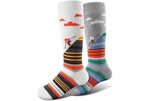 Cimkiz Ski Socks Kids Winter Warm Thermal Snow Socks, Skiing Snowboarding Skating for Toddler Boys and Girls 2 Pairs/3 Pairs