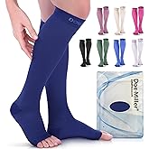 Doc Miller Open Toe Compression Socks, 20-30 mmHg, Toeless Compression Sleeves for Legs, Knee High Stockings for Shin Splints, Varicose Veins, Travel, Calf Support & Muscle Recovery, Men & Women, Pair