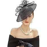 BABEYOND Derby Hats for Women - Fascinators Tea Party Hats Headband Wide Brim Fascinator Wedding Cocktail Feathers