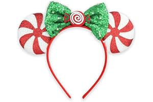 Needzo Christmas Mouse Ear Headband, Sequin Festive Holiday Hair Accessory, One Size Fits Most