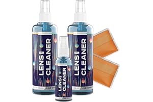 ULTRAVUE Eyeglass Gel Lens Cleaner Spray Kit - 2 x 8oz and 1 x 2oz Gel Eyeglasses Cleaner Spray Bottle + 2 Microfiber Cloth for Cleaning - Safe for All Lenses (AR Coated Included)