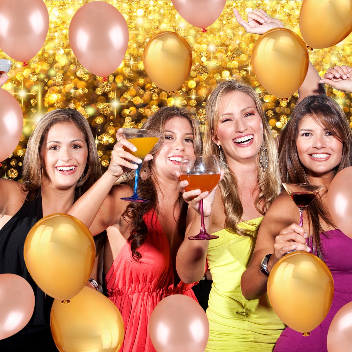 Rose Gold & Gold Balloons Party Decorations,50 Pack 12 inch Latex Party Balloons with Gold Balloon Ribbon for Weddings, Birthdays, Bridal Shower,Proposal,Baby Shower,Valentine\'s Day