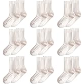 MINI PANDA Little Girl's Socks, Girls Socks Cute,girls Crew Socks 9 Pairs Pack