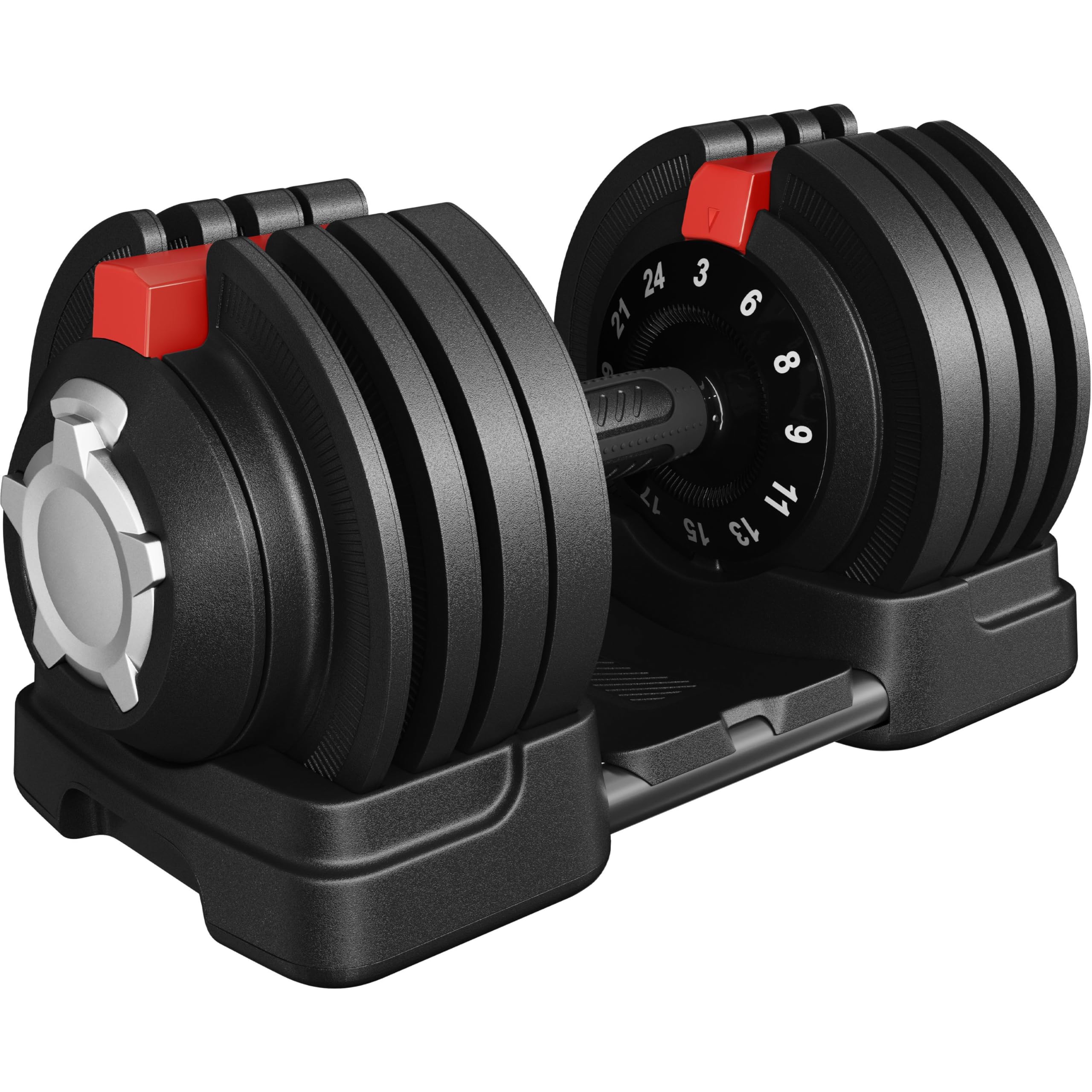 Yaheetech Space-Saving Adjustable Dumbbell Set - 12.5KG/18KG/24KG/40KG Weights with Safety Locking Mechanism, Home Gym Strength Training Equipment for Full Bodybuilding