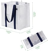 VENO 4 Pack Reusable Grocery Bags with Hard Bottom Beige Heavy Duty Tote view 3