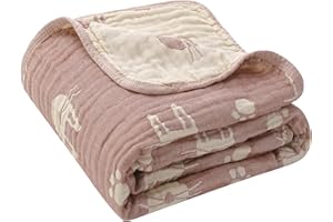 HardNok Ultra-Soft Muslin Baby Blanket - Swaddle & Crib,(Blush Pink Bunny)