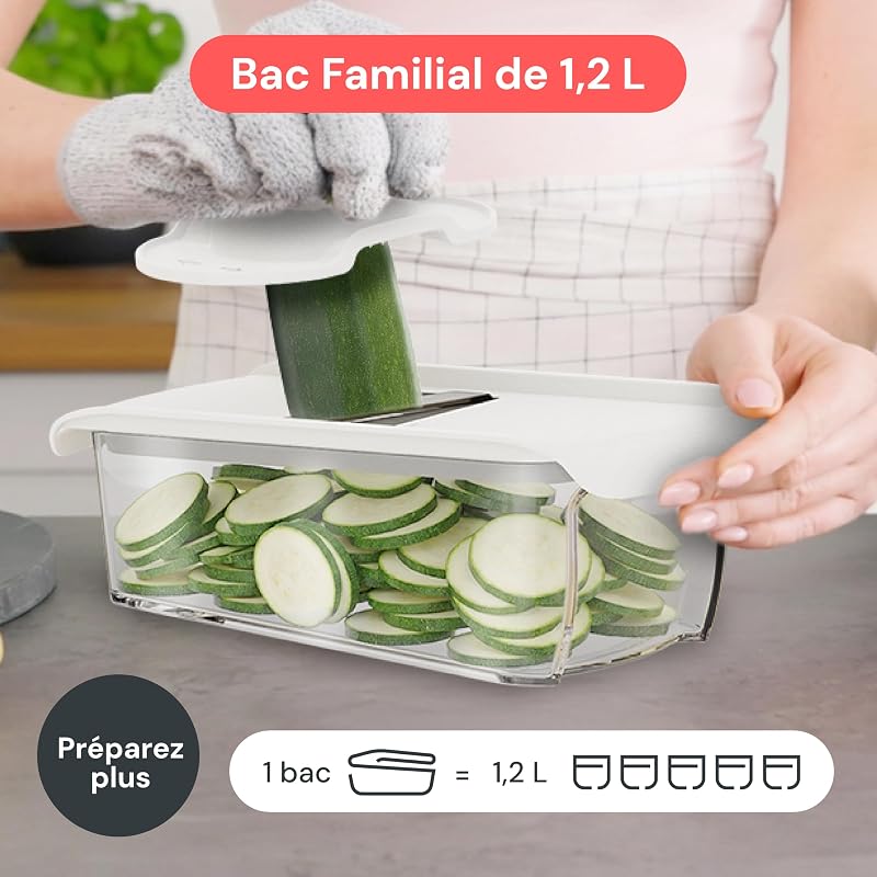 Pro - Mandoline Cuisine, Coupe Julienne et Râpe 6-en-1