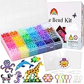 QUEFE 5200pcs Fuse Beads Kit for Boys and Girls, 24 Colors 5mm Melting Beads Set Including Pegboards, Ironing Paper, Tweezers, Colorful Hooks for Birthday and Christmas Gift