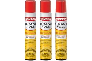 LIGHTERUSA Ronson Butane Fuel 2.67oz/76g, Lighter Refill 135ml Cannister, 3 Pack