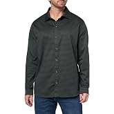 KARL LAGERFELD Men's Long Sleeve Woven Patterned Collared Shirt