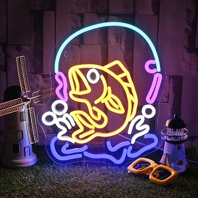 SIGNSHIP Fishing Neon Sign LED Light Wall Decor USB Powered