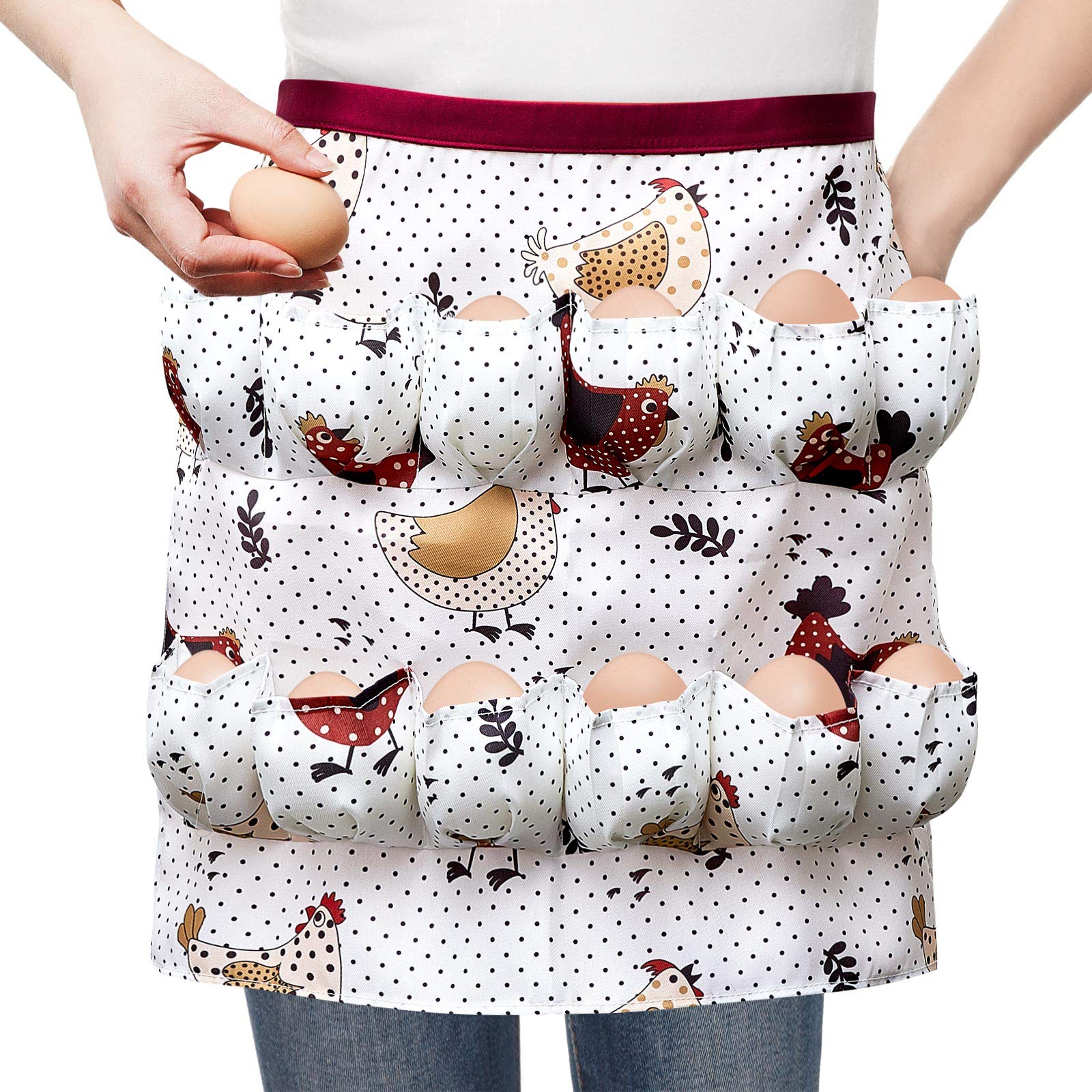 Syhood Egg Apron Easter Egg Collecting Apron with 12 Deep Pocket for Chicken Duck Goose