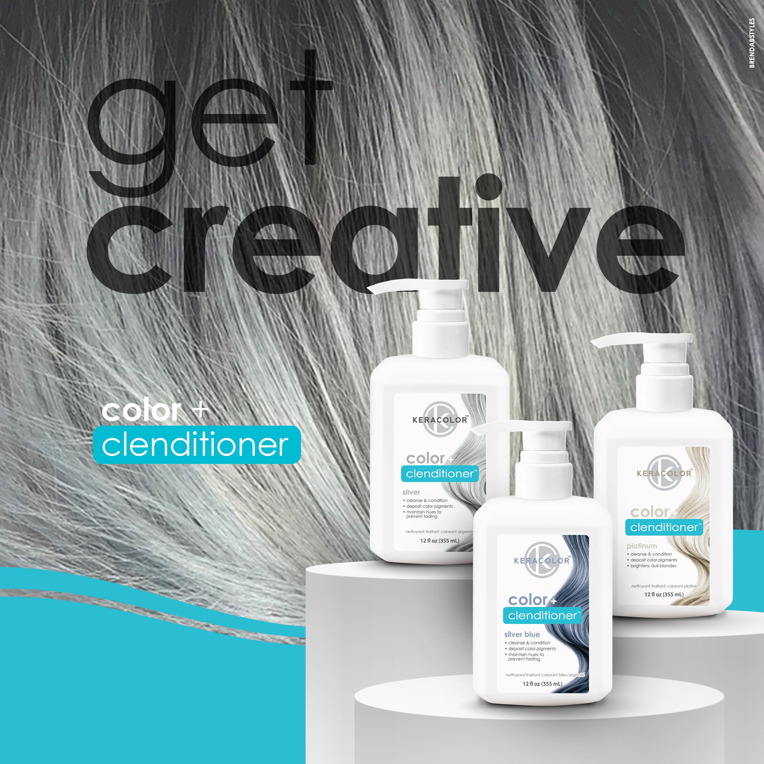 Keracolor Color + Clenditioner 3-in-1 Color-Depositing Conditioner, Gently Cleanses & Conditions, Semi-Permanent Hair Color, 23 Shades, 12 Fl Oz