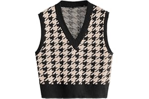 Women's Preppy Sweater Vests V Neck Knit Pullover Tank Tops Fall Outfits