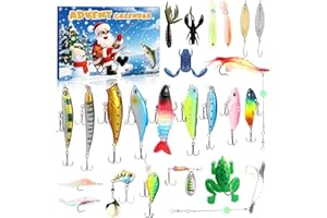 Fishing Lures Advent Calendar 2025, 24 Days of Christmas Countdown Fishing, Christmas Gifts Advent Calendar for Anglers Adult
