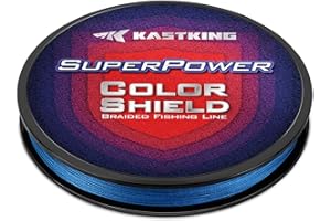 KastKing Superpower ColorShield Braided Fishing Line - Colorfast Braided Line, 100% Solution Dyed UHMWPE Fiber, Smooth & Strong Superline, Near Zero Stretch, Sensitive, High Abrasion Resistance