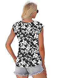 AUSELILY Womens Cap Sleeve T-Shirt Casual Loose Fit