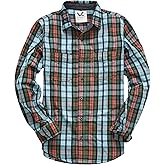 Men's Slimfit Flannel Shirt Two-ply 100% Cotton Pre Washed Vintage Look Plaid Work Shirt