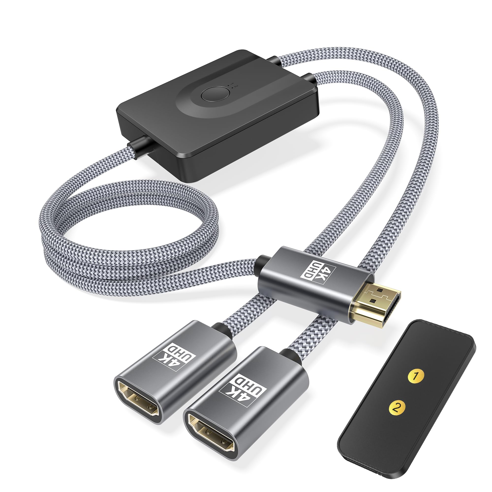 Photo 1 of Elebase HDMI Switch 2 in 1 Out with Remote Control 3.3FT (Not A Splitter),4K@60Hz Bidirectional HDMI Switcher Cable,HDMI Male to Dual HDMI Female Cord for PS5 PS4,Xbox,PC,Laptop,FireStick,TV,Projector