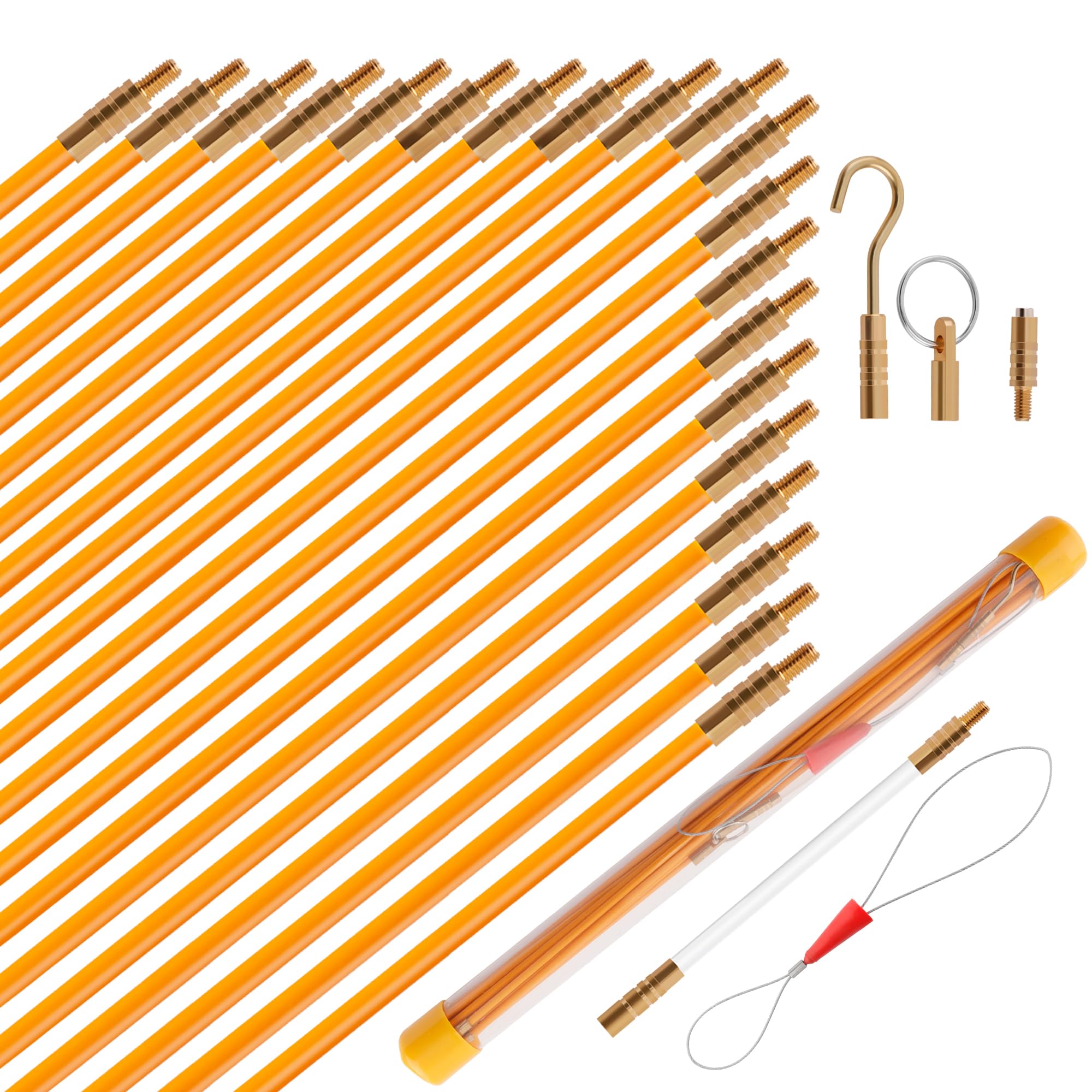 Photo 1 of KOOTANS 22FT Fiberglass Electrical Wire Running Kit Wire Fishing Tools Fish Tape Wire Puller Through Wall Cable Snake Fish Rods Kit with Different Attachments