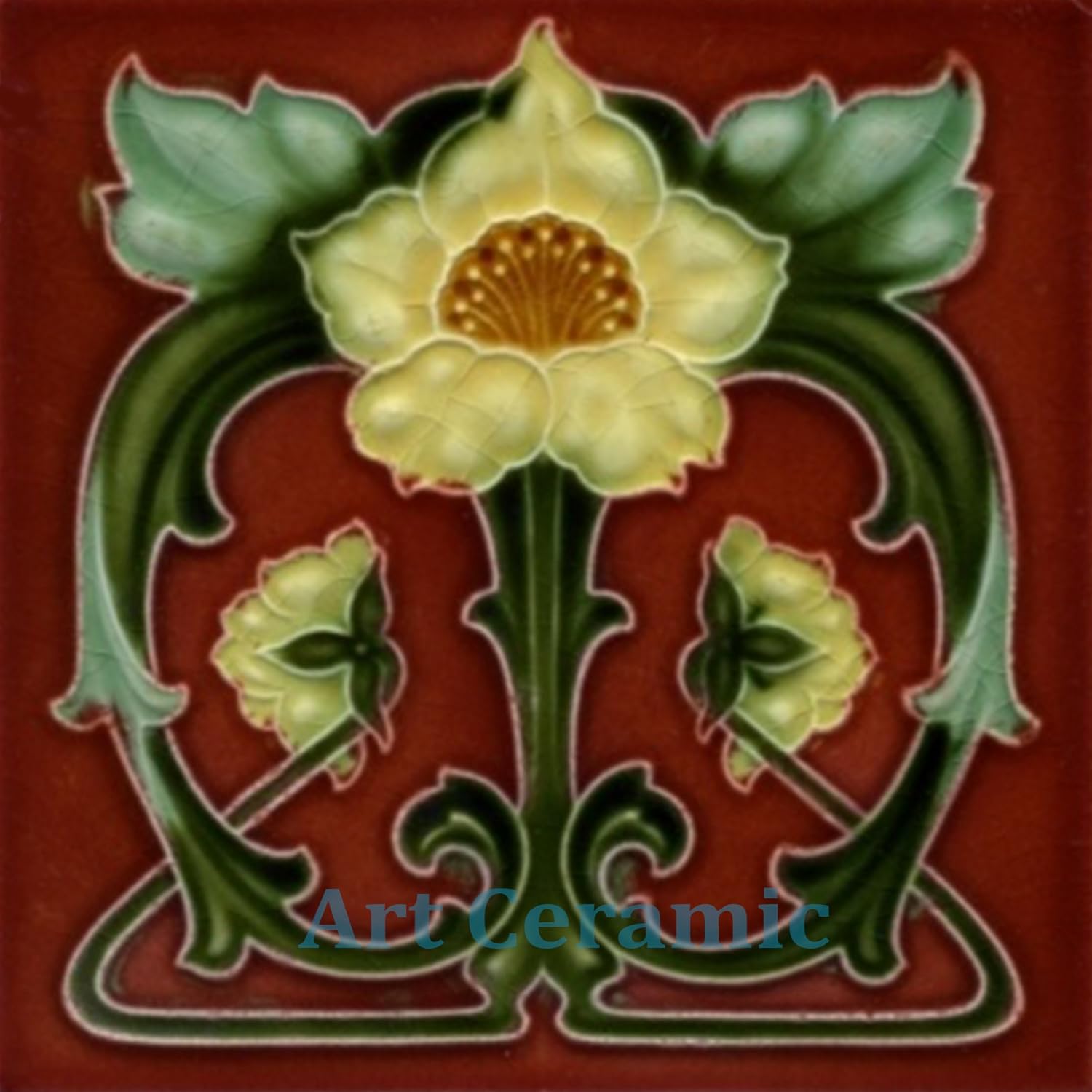 Amazon Com Art Nouveau Ceramic Tile 6 Inches Reproducction 0019 Home Kitchen
