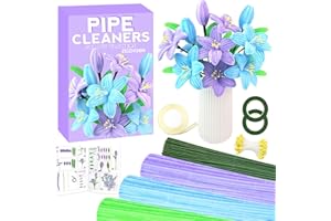 300 Pieces Pipe Cleaners, Pipe Cleaners Craft Supplies, Flower Making Kit with Floral Wires Tape, Pipe Cleaners Flower Bouque