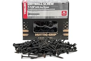 OHIY Huttig-Grip 278 pcs Drywall Screw #6 x 1-1/4 inches, Fine Thread, Phillips Drive, Phosphate Coated Finish, HGS114FDW1-1 lb Pack