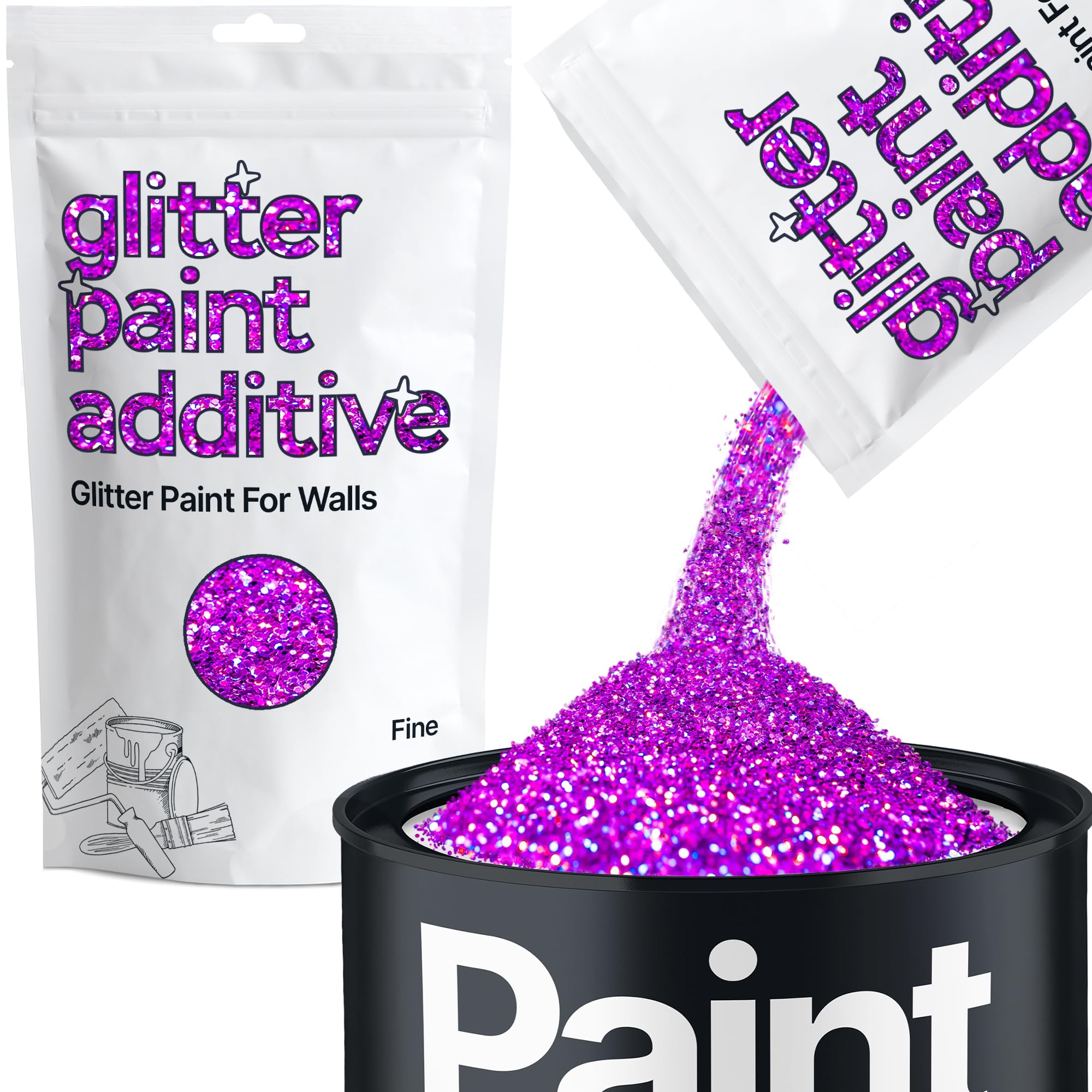 Hemway Purple Holographic Glitter Paint Additive Fine 100g for Adding Sparkle to Paints & Varnish | Paint Walls Sparkly Add to Emulsion, Acrylic or Lacquer Indoor